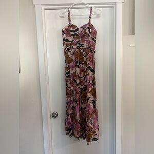Maurices Pink and Brown Floral Spaghetti-Strap Maxi Dress